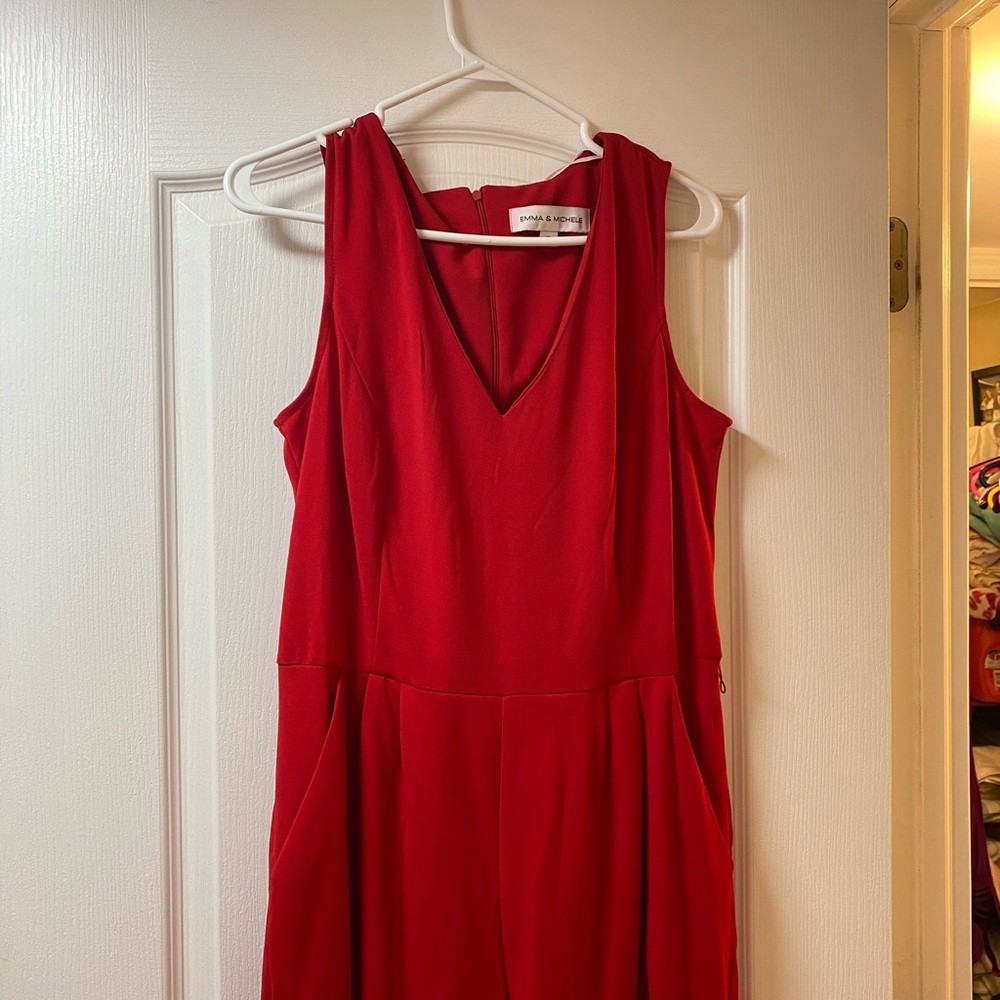 NEW High Waisted Wide Leg Red Jumpsuit